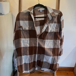 Old Navy Brown and Cream Plaid Shirt